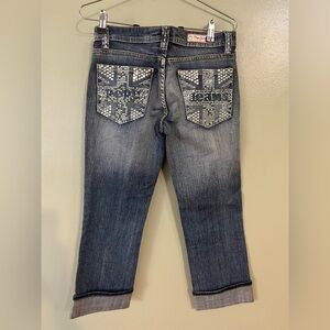 Pepe Jeans Vernita Cotton Embellishment Blue Ankle Cropped Denim Low Rise 27 NWT